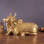 Pure Brass Superfine Nandi with Shiv Ling Carving | 14" Width | Sacred Hindu Art | Traditional Collection | Divine Presence | Jaipurio